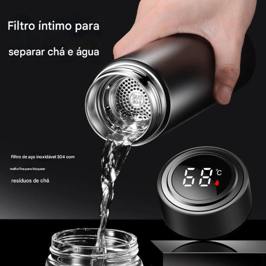 Garrafa Térmica 500ml Bountys® com Medidor Digital – Mantenha sua Bebida na Temperatura Ideal + Bolsa Térmica de Brinde
