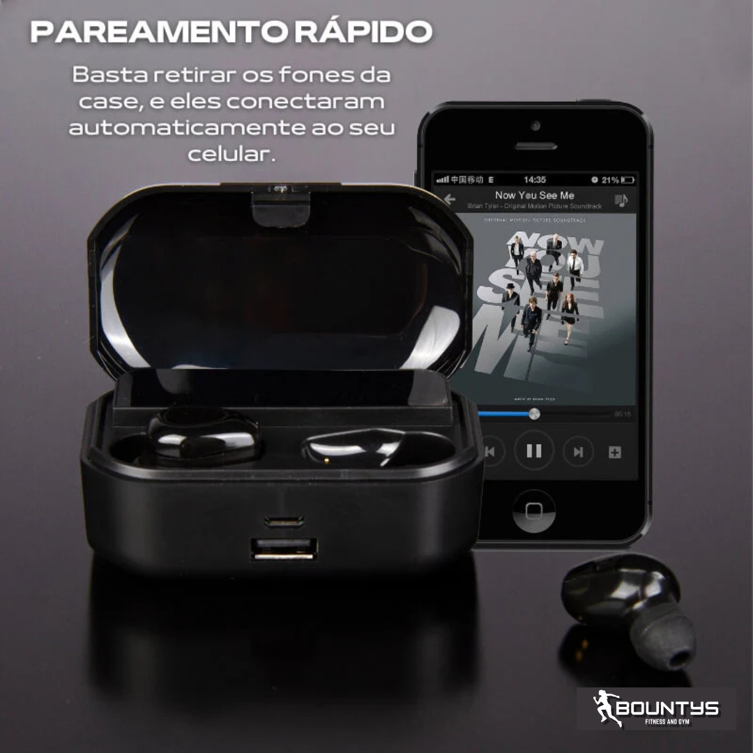 Fone de Ouvido Bluetooth TWS M10 + Power Bank 2000 mAh – Som Estéreo com Bateria Compacta