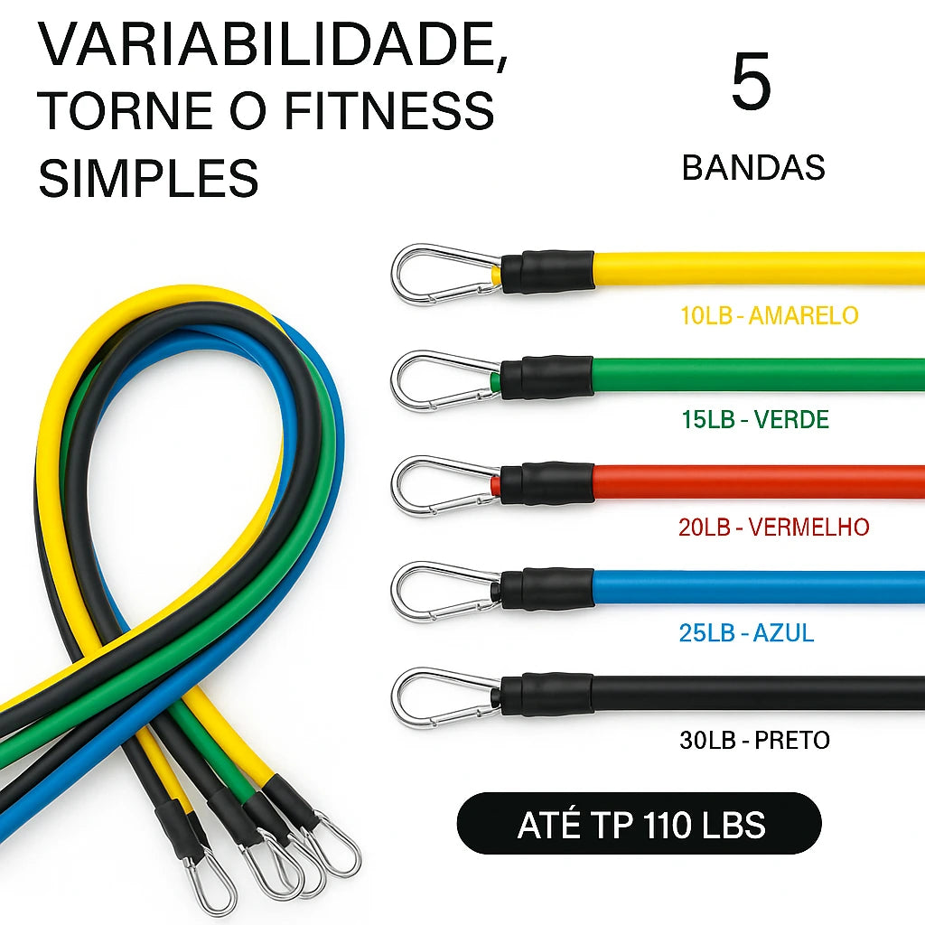 Kit 11 Peças Elásticos Bountys® Sua Academia em Casa + (BRINDES GRÁTIS)