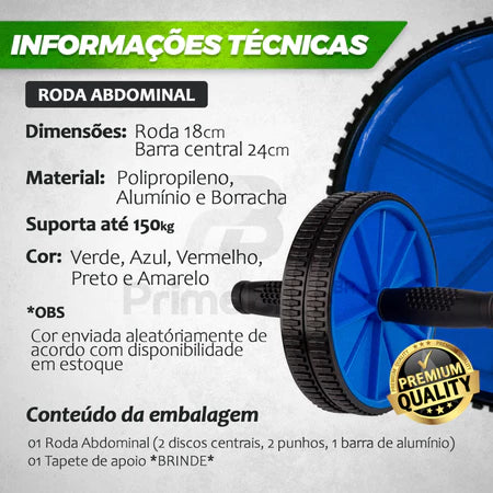 Kit Funcional Bountys® – Roda Abdominal, Barra de Flexão e Corda de Pular para Fortalecimento e Queima Calórica em Casa 40+