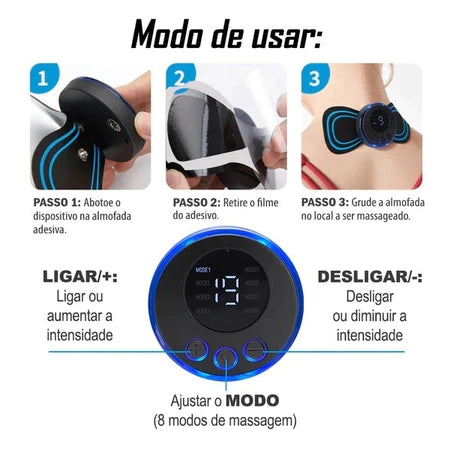 Massageador Elétrico Portátil Bountys® – Alívio Rápido de Dores Musculares em Qualquer Lugar | Recarregável e Ideal para 40+