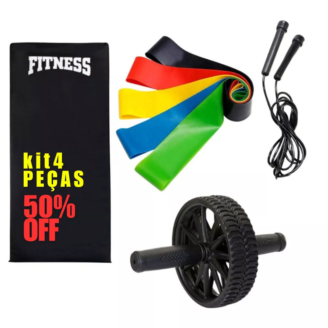 Colchonete Academia Roda Abdominal Elastico Funcional Corda de Pular Treino em Casa Atividade Fisica Musculação