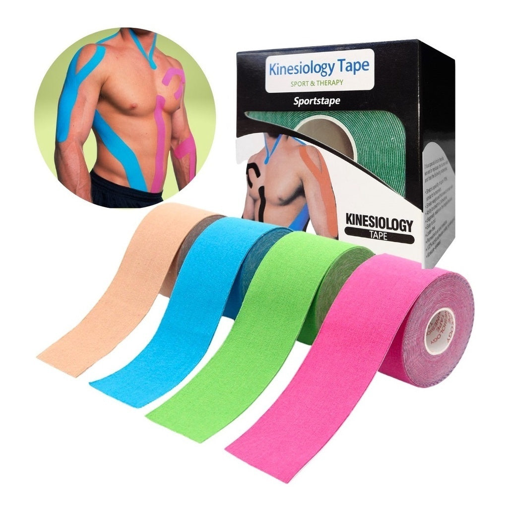Kit Fita Kinesio Tape Bountys® – Bandagem Elástica 5cm x 5m para Alívio de Dores, Suporte Muscular e Fisioterapia 40+