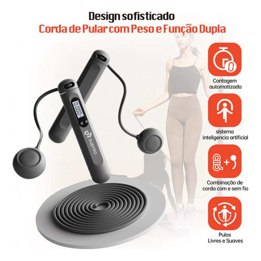 Corda de Pular Sem Fio Bountys® – Queime Calorias Sem Impacto em Casa | Ideal para 40+ + Brindes Exclusivos