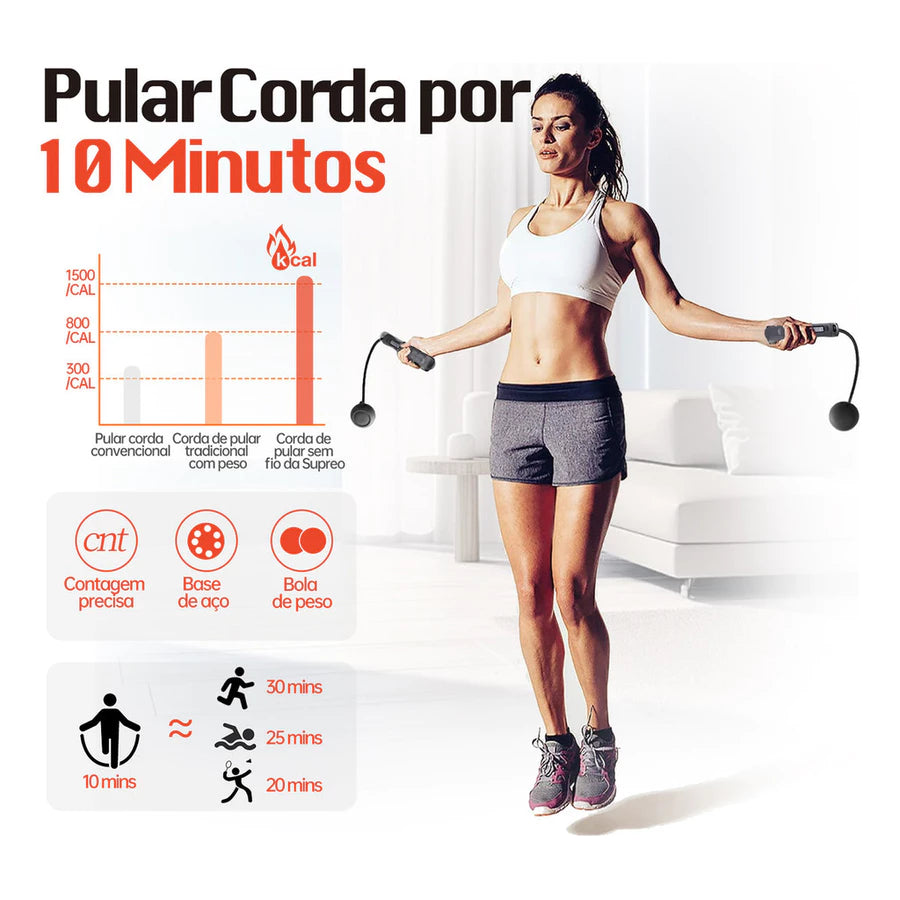Corda de Pular Sem Fio Bountys® – Queime Calorias Sem Impacto em Casa | Ideal para 40+ + Brindes Exclusivos