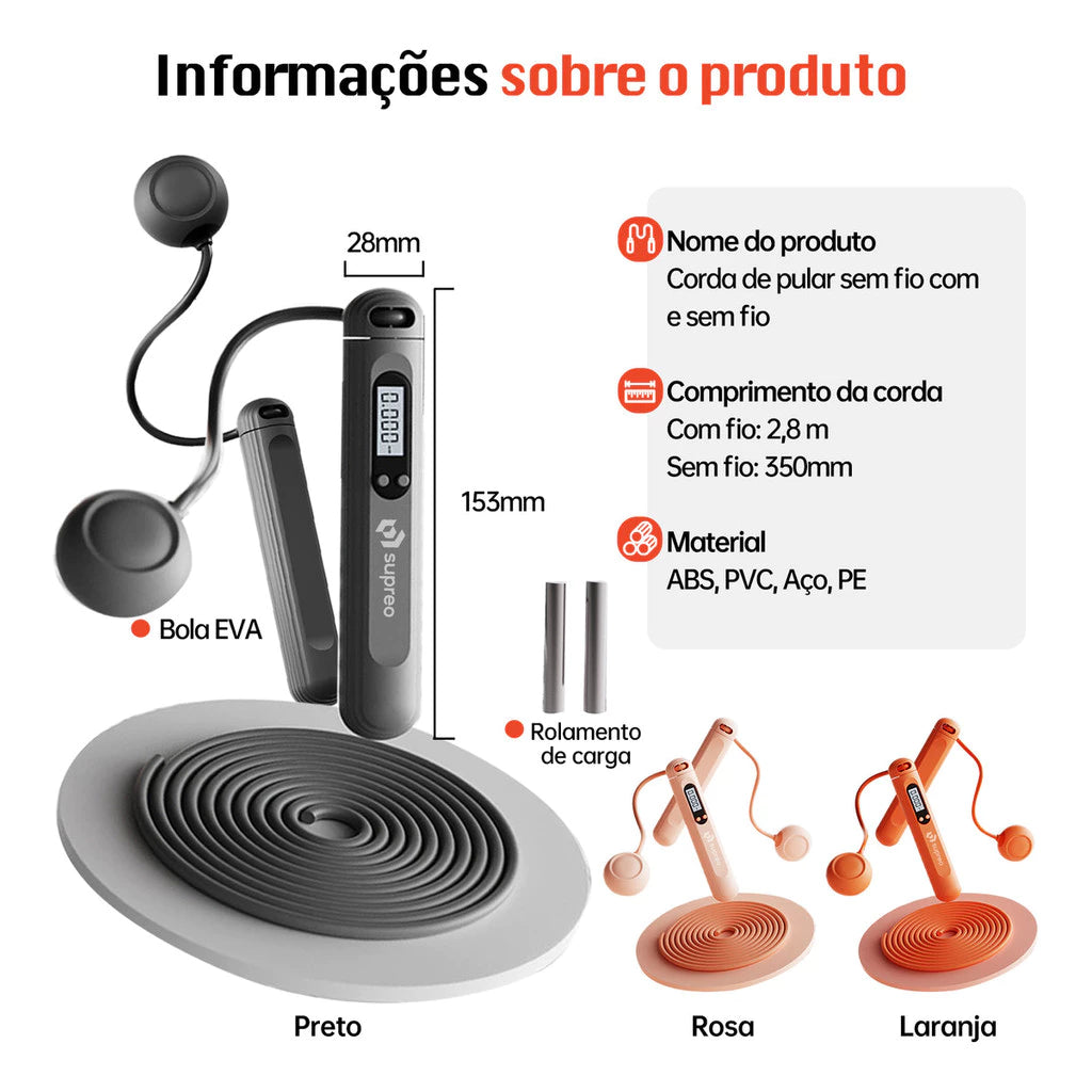 Corda de Pular Sem Fio Bountys® – Queime Calorias Sem Impacto em Casa | Ideal para 40+ + Brindes Exclusivos