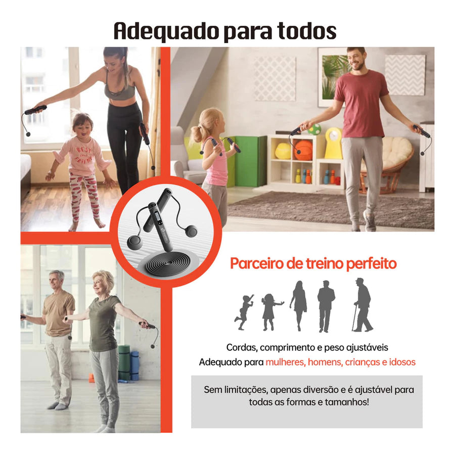 Corda de Pular Sem Fio Bountys® – Queime Calorias Sem Impacto em Casa | Ideal para 40+ + Brindes Exclusivos
