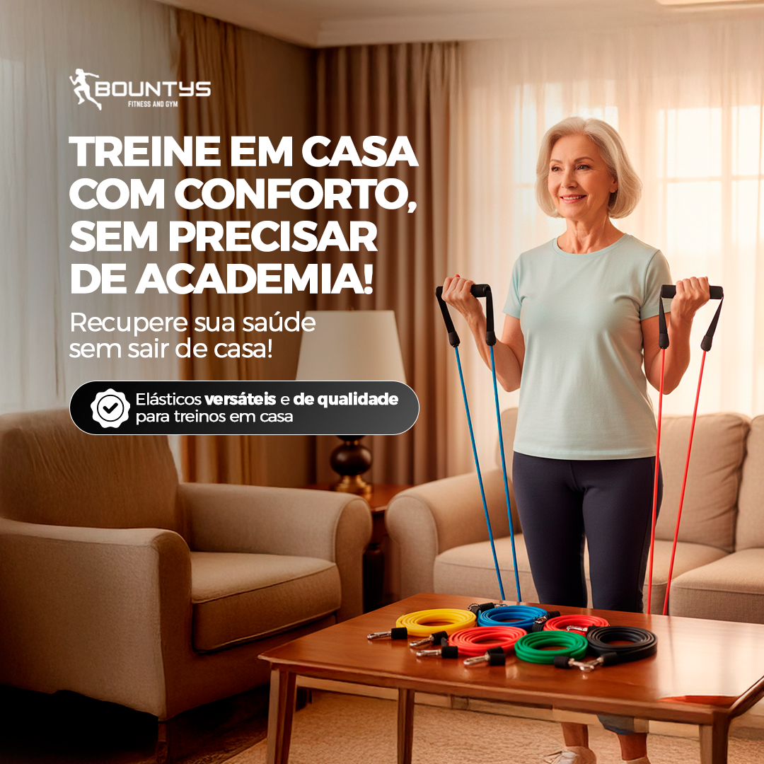 Kit 11 Peças Elásticos Bountys Sua Academia em Casa + (BRINDES GRÁTIS)