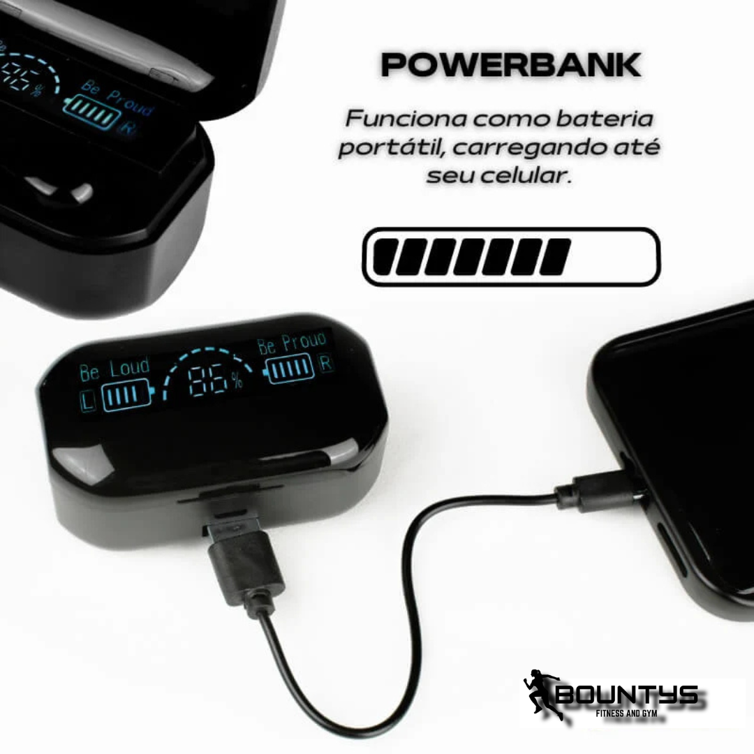Fone de Ouvido Bluetooth TWS M10 c/ POWER BANK 2000mAh