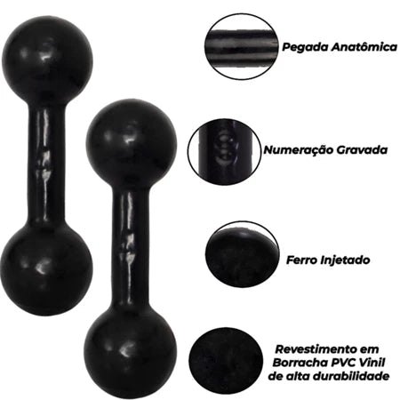 Kit Funcional Completo Bountys® – 6 Itens para Treinar em Casa com Segurança e Eficiência 40+ | Colchonete, Caneleira, Halter, Roda Abdominal, Extensor e Corda